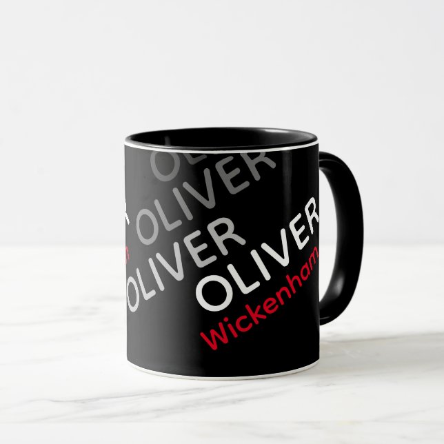 Modern Branded Black Mug with Name  (Front Right)