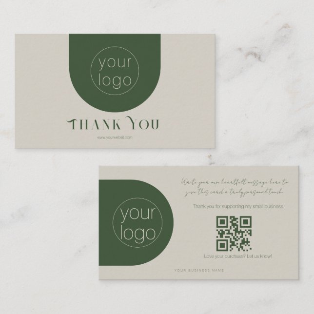 Modern Branding Thank You Card Sage Green (Front/Back)