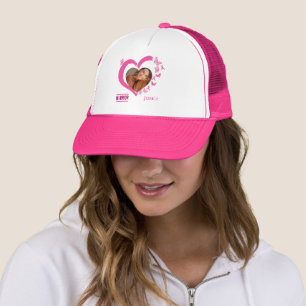 Modern Breast Cancer Awareness Warrior Photo Name Trucker Hat