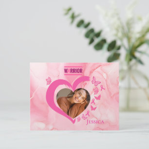 Modern Breast Cancer Custom Heart Photo Name  Postcard