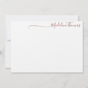 Modern Brick Red Script Calligraphy name note card