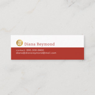 Modern Brick-Red Small Logo Mini Business Card
