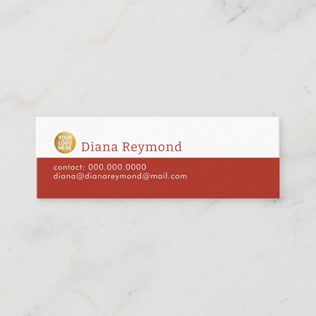 Modern Brick-Red Small Logo Mini Business Card (Front)