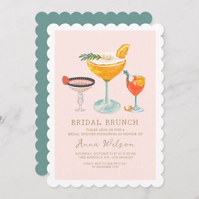 Modern Bridal Brunch Pinky Coctails Blush Bridal Invitation (Creator Uploaded)