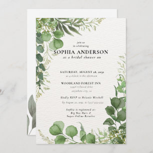 Modern Bridal Shower Botanical Eucalyptus Boho Invitation