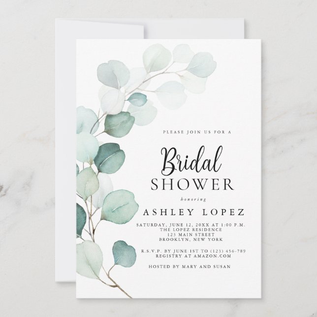 Modern Bridal Shower Botanical Eucalyptus Boho Invitation (Front)