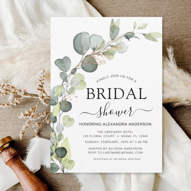 Modern Bridal Shower Botanical Eucalyptus Boho Invitation (Creator Uploaded)