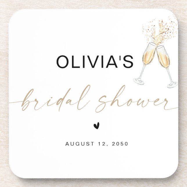 Modern Bridal Shower Coaster (Front)