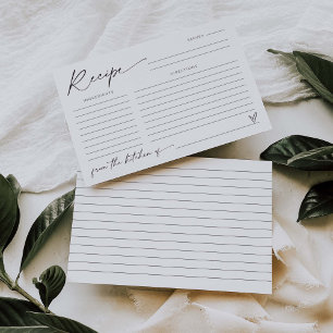 Modern Bridal Shower Game Activity Recipe Card 