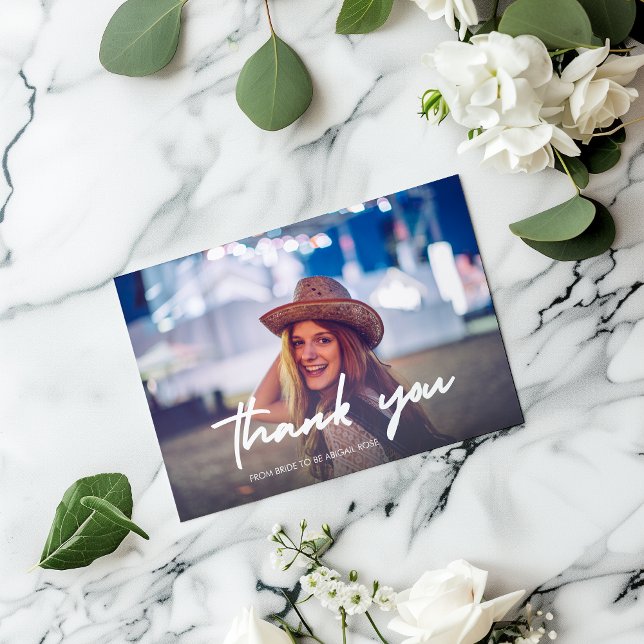 Modern Bridal Shower Photo Thank You Card (Creator Uploaded)