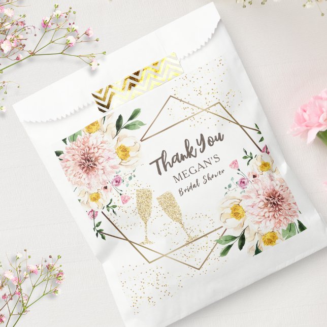 Modern Bridal Shower Pink Floral Thank You Favour  Favour Bags (Creator Uploaded)