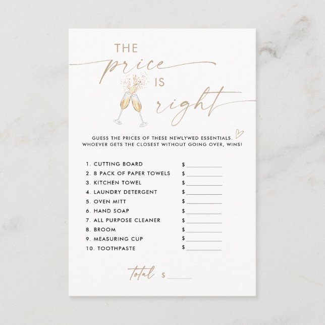 Modern Bridal Shower Shoe Game Card (Front)