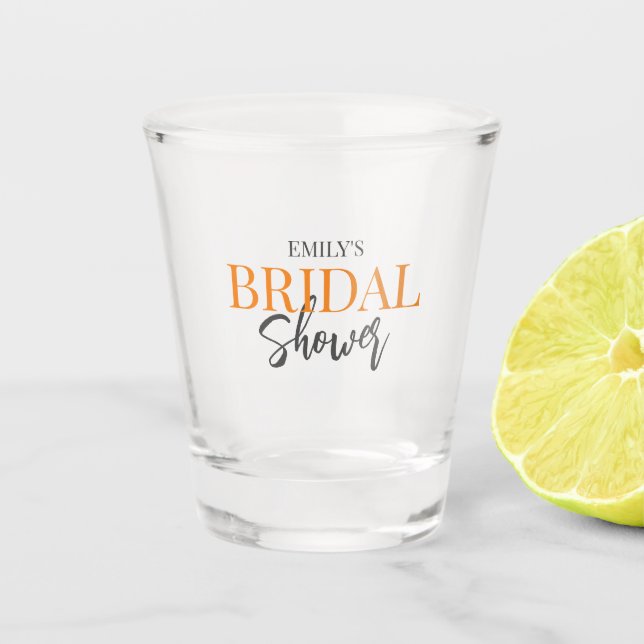 Modern Bridal Shower Shot Glass (Front)