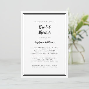 Modern Bridal Shower Wedding Elegant Black White Invitation