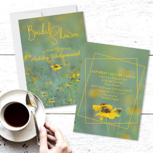 Modern Bridal Shower Wildflower Photo Invitation