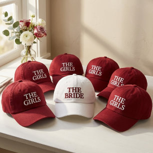 Modern Bride and Bridesmaid Wedding Custom Script Embroidered Hat