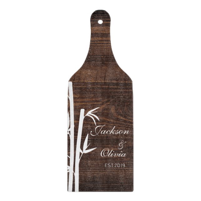 Modern Bride And Groom Custom Name And Date Cutting Board (Front)