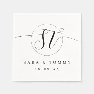 Modern Bride and Groom Monogram Stylish Wedding Napkin