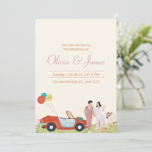  Modern Bride and Groom personalised Wedding Invit Invitation (Standing Front)