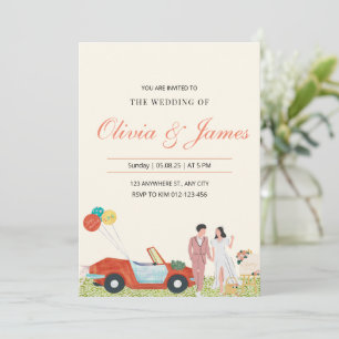 Modern Bride and Groom personalised Wedding Invitation