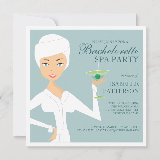 Modern Bride Bachelorette Spa Party Invitation (Front)