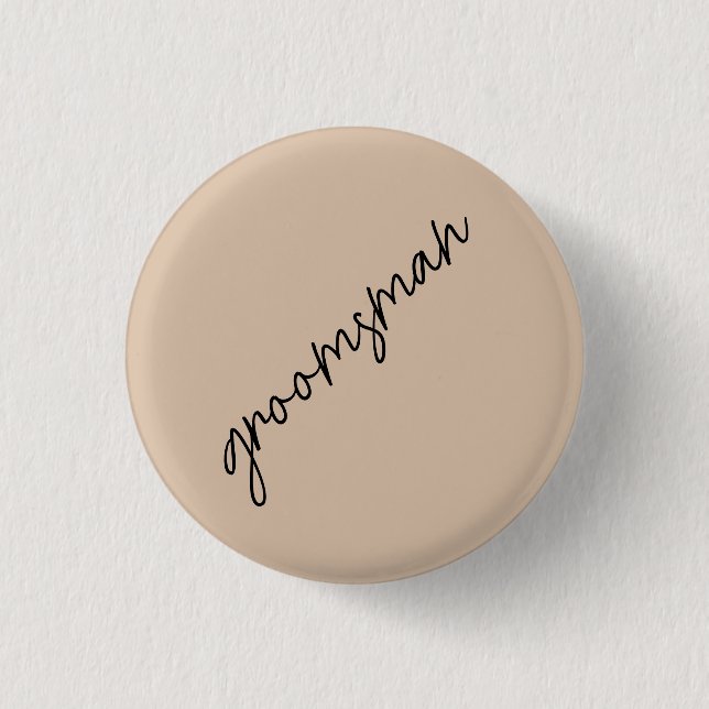 Modern Bride | Beige + Black Script 3 Cm Round Badge (Front)