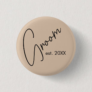 Modern Bride   Beige + Black Script 3 Cm Round Badge