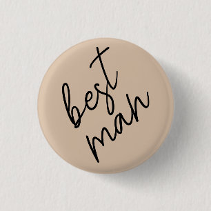 Modern Bride   Beige + Black Script 3 Cm Round Badge
