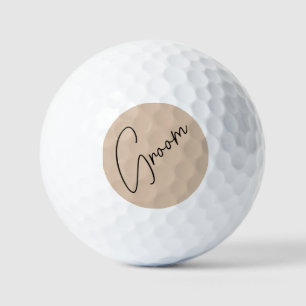 Modern Bride Beige + Black Script Golf Balls