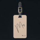 Modern Bride | Beige   Black Script Luggage Tag<br><div class="desc">Show your bride pride with personalised gear perfect for destination weddings.</div>