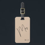 Modern Bride | Beige Black Script Luggage Tag<br><div class="desc">Show your bride pride with personalised gear perfect for destination weddings.</div>