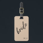 Modern Bride | Beige Black Script Luggage Tag<br><div class="desc">Show your bride pride with personalised gear perfect for destination weddings.</div>