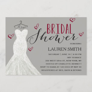 Modern Bride Burgundy Bridal Shower Invitation