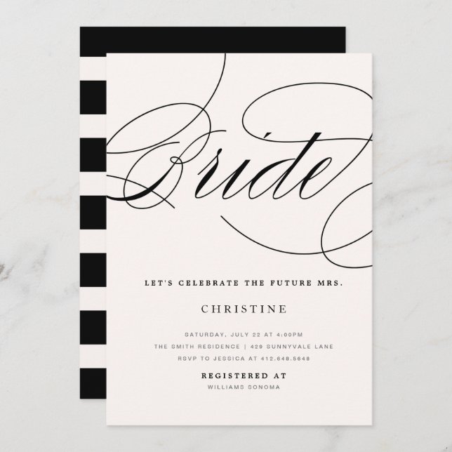 Modern Bride Future Mrs. Bridal Shower Invitation (Front/Back)