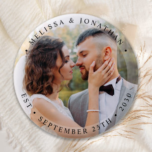 Modern Bride Groom Simple Photo Wedding 6 Cm Round Badge