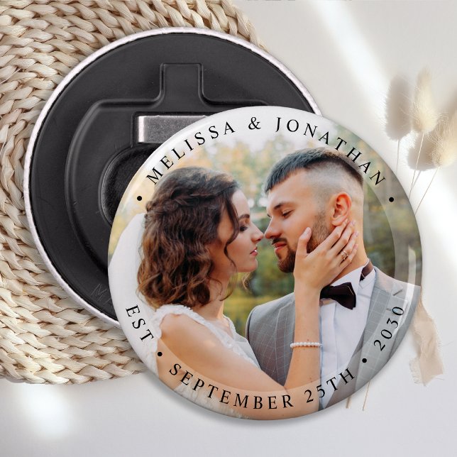 Modern Bride Groom Simple Photo Wedding Bottle Opener (Creator Uploaded)