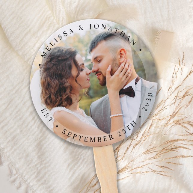Modern Bride Groom Simple Photo Wedding Hand Fan (Creator Uploaded)