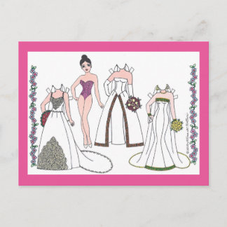 Modern Bride III Paper Doll Postcard