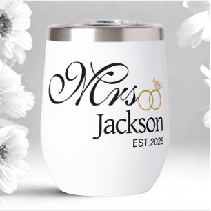 Modern Bride Name Wedding Ring Date Black Text