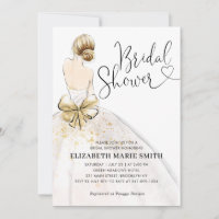 Modern Bride White Gold Wedding Gown Bridal Shower