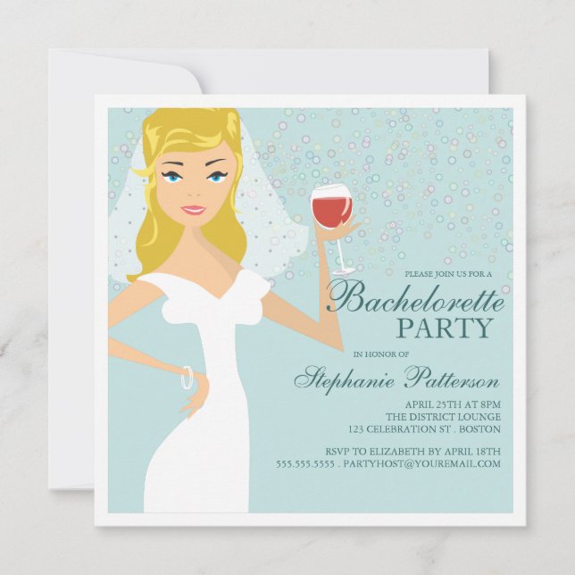 Modern Bride Wine Bachelorette Party Invitation (Front)