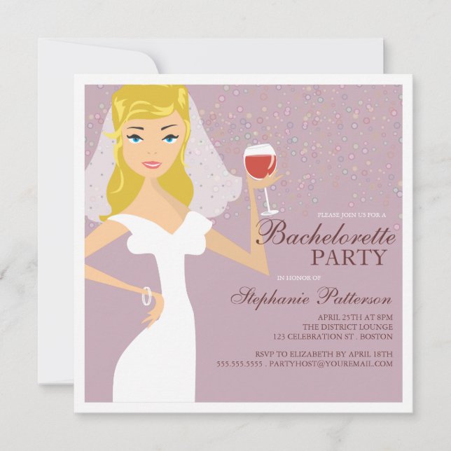 Modern Bride Wine Bachelorette Party Invitation (Front)