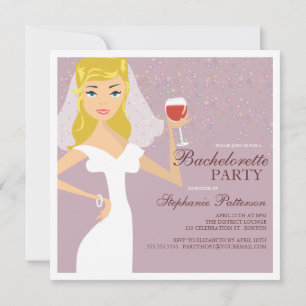 Modern Bride Wine Bachelorette Party Invitation