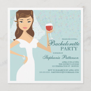 Modern Bride Wine Bachelorette Party Invitation