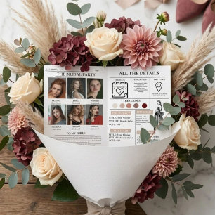 Modern Bridemaids Proposal Newspaper Flower Wrap Invitation