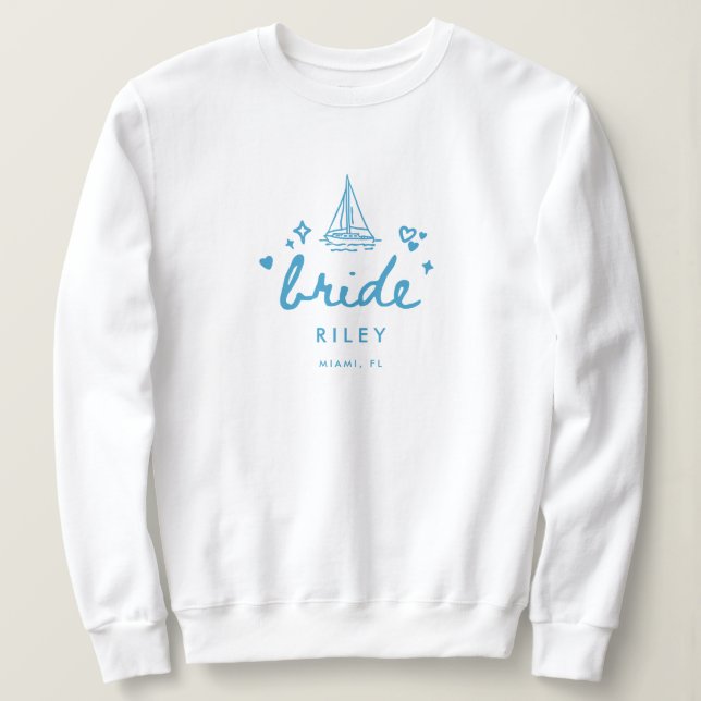 Modern Bride's Name Lake Bachelorette Wedding Sweatshirt (Design Front)