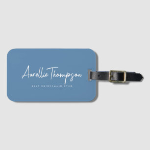 Modern Bridesmaid Bridal Bachelorette Dusty Blue Luggage Tag