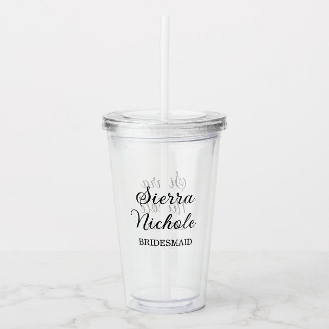 Modern Bridesmaid Bridal Party Gifts Acrylic Tumbler (Front)