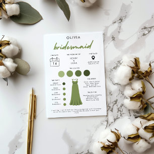 Modern Bridesmaid Bridal Party Info Card