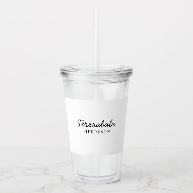 Modern Bridesmaid Minimalist Script Design Acrylic Tumbler (Front)